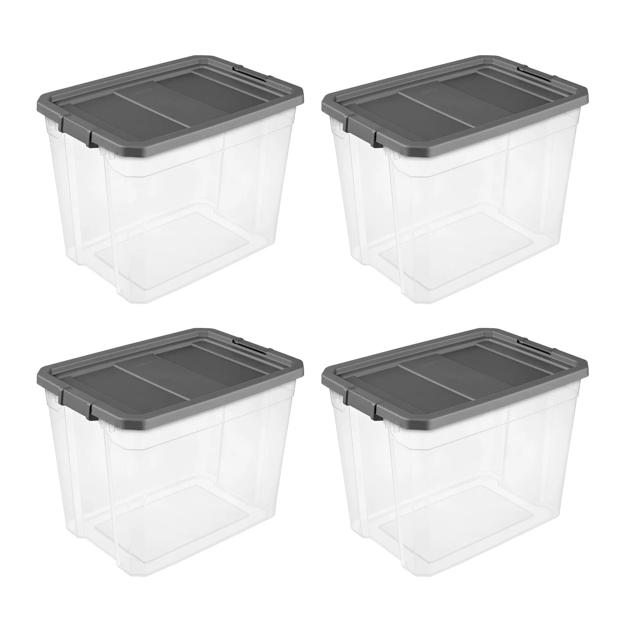 Sterilite 108 Qt. Clear Stacker Storage Container Tote w/ Latching Lid, (4 Pack)