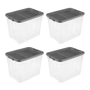 Sterilite 108 Qt. Clear Stacker Storage Container Tote w/ Latching Lid, (4 Pack)