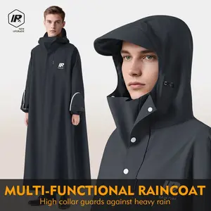 Unisex Waterproof Raincoat with Sleeves, Long Full Coverage, Reflective, Windproof, Ideal for Motorcycle Riding and Outdoor Activities