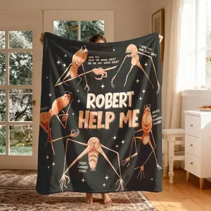 Robert Help Me Marcus Bug Theme Flannel Slogan Print Blanket, Large Size, Soft Lightweight Warm, Perfect for Bed Sofa Office Camping Travel Christmas Gift