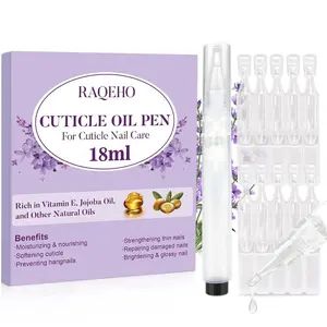 Refillable Cuticle Oil Pen - 1 Empty Nail Oil Pen with 10 x 1.8ml Queeze Cuticle Oil Stick with Vitamin E Jojoba Oil Softener Moisturizer Growth Strength Repair for Thin Damaged Nails（Lavender）