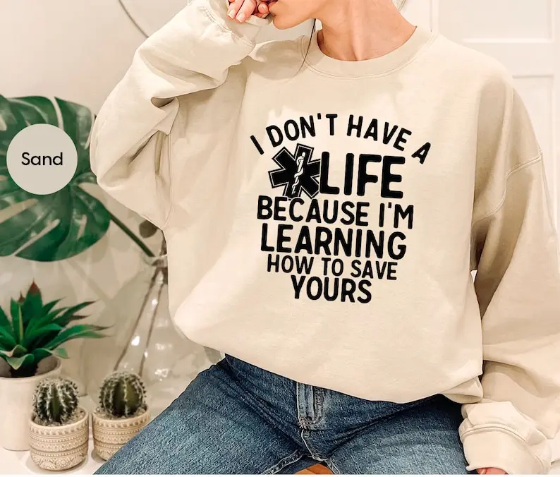 Paramedic Student T-Shirt, EMT Student Crewneck Sweatshirt, Emergency Medical Services Outfit, Star of Life Graphic Tees, Gifts for Student
