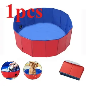 1pcs Foldable Dog Swimming Pool Portable Pet Dog Bathing Tub Pool for Small Dogs Pet Indoor Outdoor Cool Bathing Wash Bathtub Pet Accessories