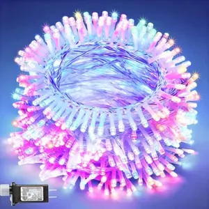 200 LED Multicolor Christmas Lights, 8 Modes Christmas Tree Lights Plug in, 66FT Connectable Fairy Twinkle Lights for Indoor Outdoor Classroom Bedroom Yard Xmas Decor, Clear Wire