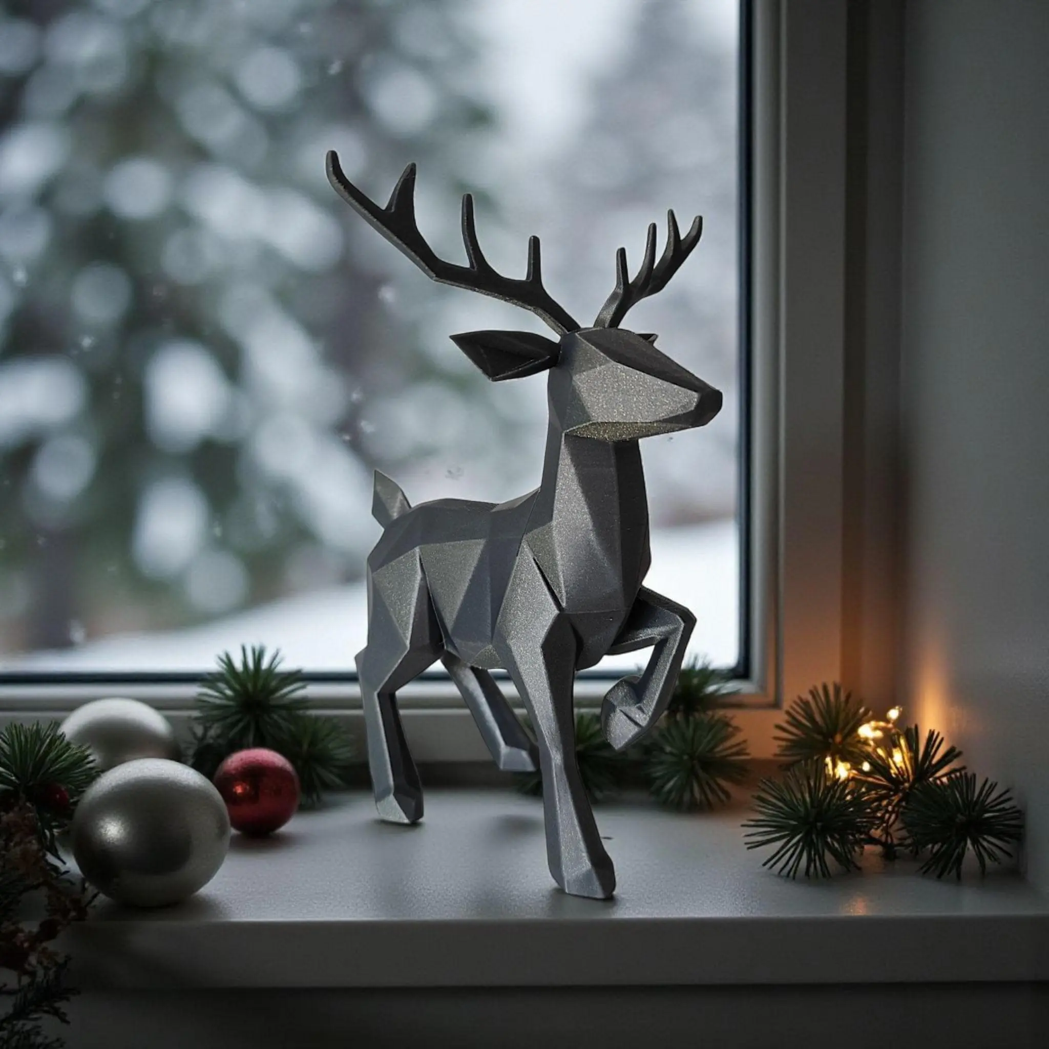 Geometric Reindeer Sculpture