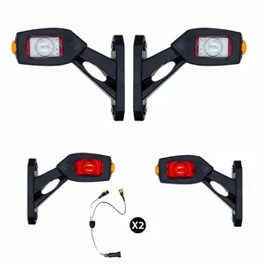 LED Side Marker Light Set (Left & Right) White Amber Red with 6 FT Cable 12/24V with Optional Harness for Tractor Trailers, Box Trucks, RV's