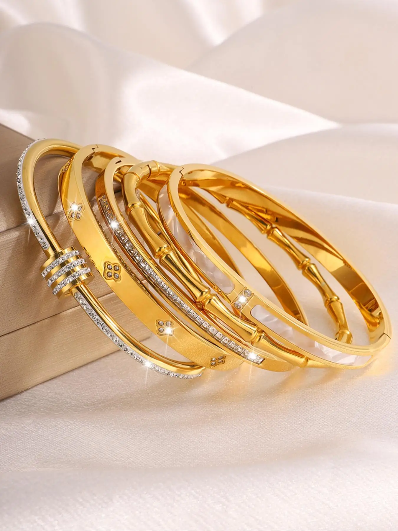 Elegant Fashion Bangle Bracelet Set, Stainless Steel Jewelry for Party, Daily Clothing Decor, Trendy All-match & Exquisite Jewelry for Birthday Gift