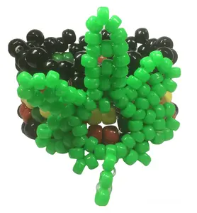 Kandi Cuff 3D Green Leaf Kandi Bracelet Rasta Colors EDC2020 Stretchy Rave  Ready to Go  Made to Order