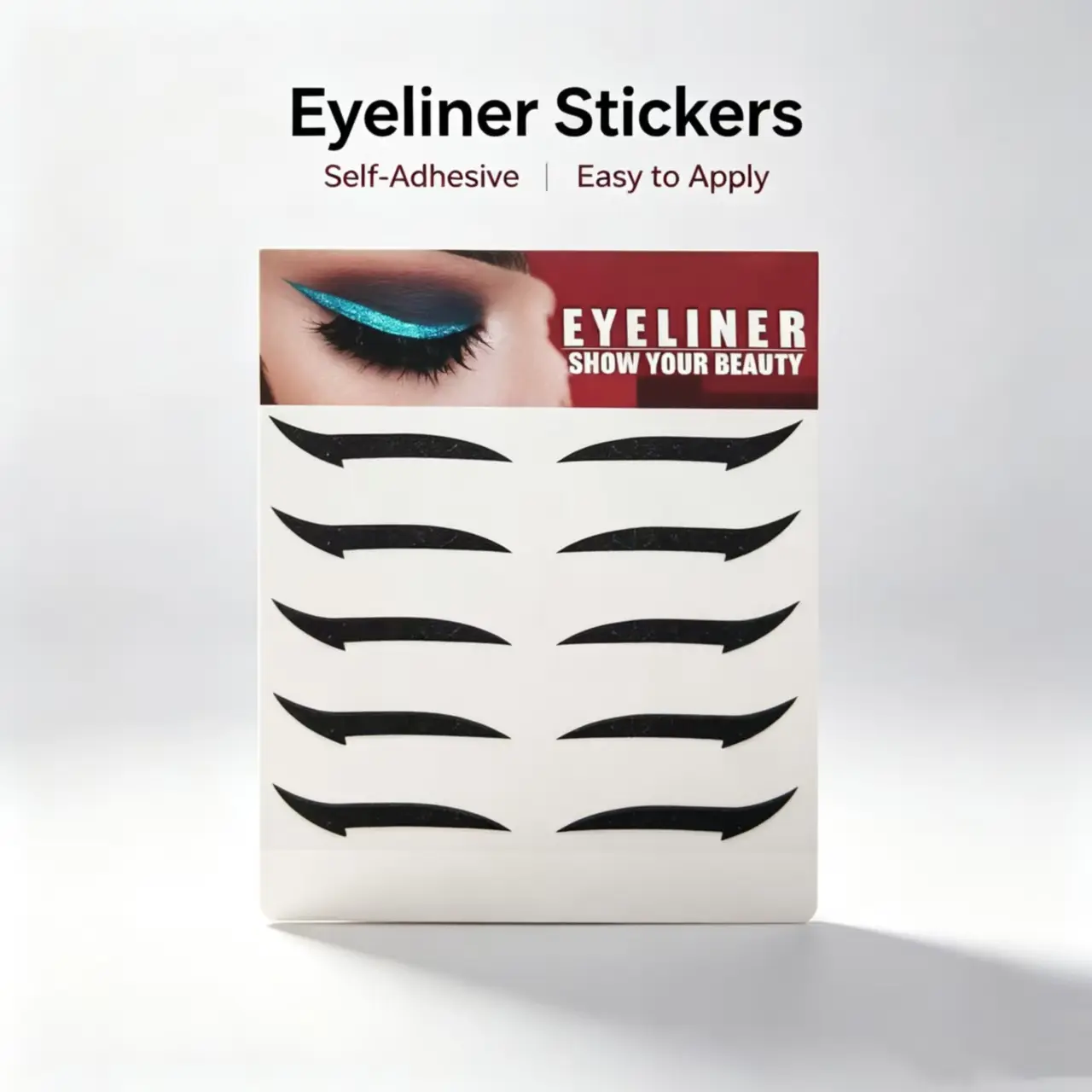Black 5 Pairs Self-Adhesive Eye Makeup Stickers, 2 In 1 Western Style Wing Eyeliner & Double Eyelid Stickers, Waterproof Long Lasting Eye Stickers For Stage Performance, Cosplay & Party Creative Eye Makeup