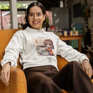 Motherhood Powered by Love Fueled by Coffee Unisex Heavy Blend™ Crewneck Sweatshirt, Mother, Fun, Caffeine, Long Sleeve Top