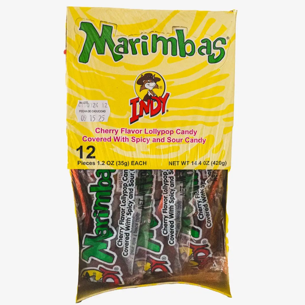 Indy Marimbas Cherry Flavored Lollipop Candy Sweet Fruity