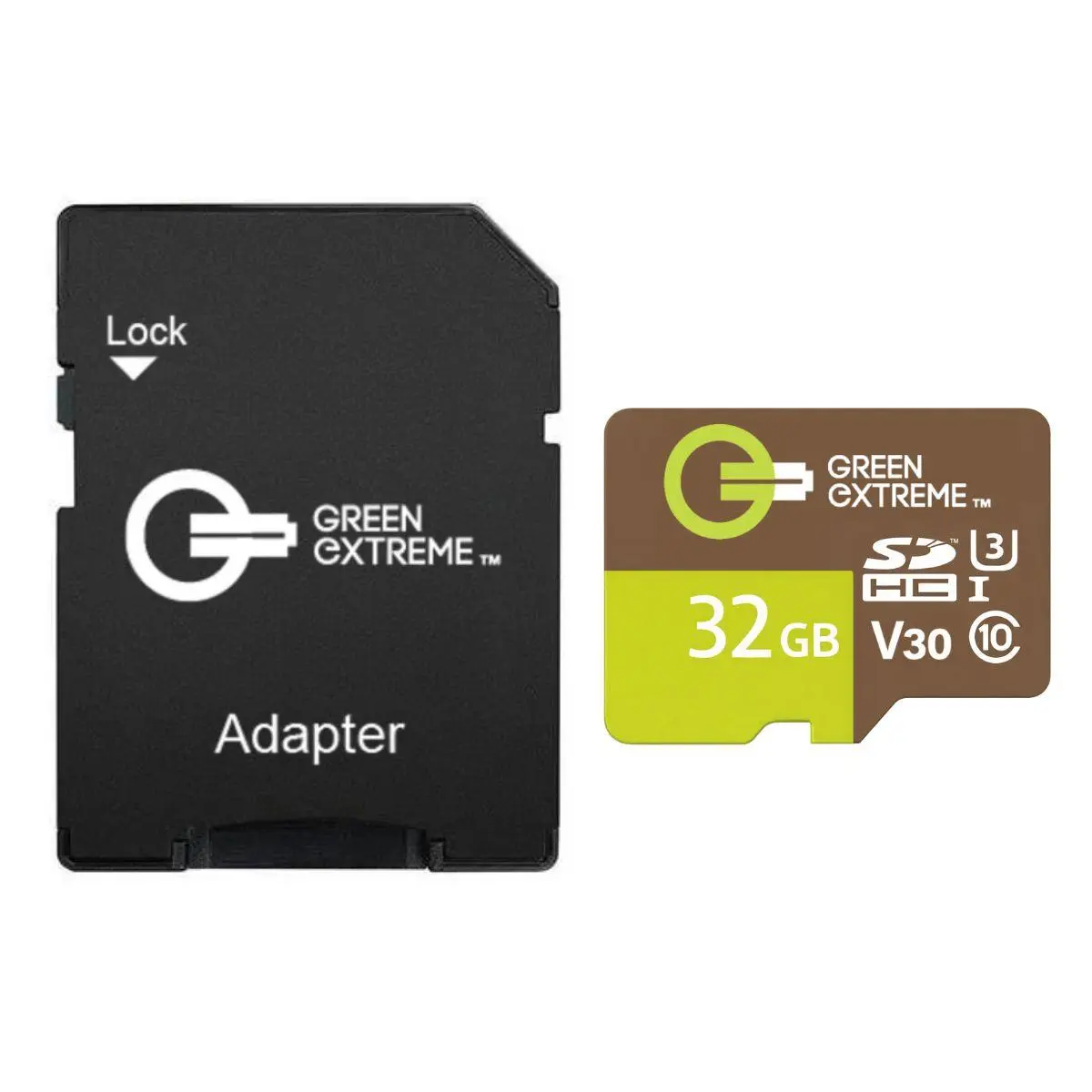 Green Extreme 32GB microSDHC Memory Card with SD Adapter, Class 10 U3, Up to 100MB/s Read Speed