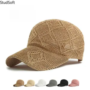 2026 New Women's Summer Knitted Mesh Baseball Cap - Breathable Sunscreen Hat, Euro-American Style Outdoor Sun Protection Visor for Beach Use