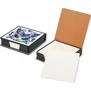 Diamond Painting Kit Note Box Memo Paper Storage Box Sticky Note Holder Diamond Art Memo Pad For Office Desk (Butterfly)