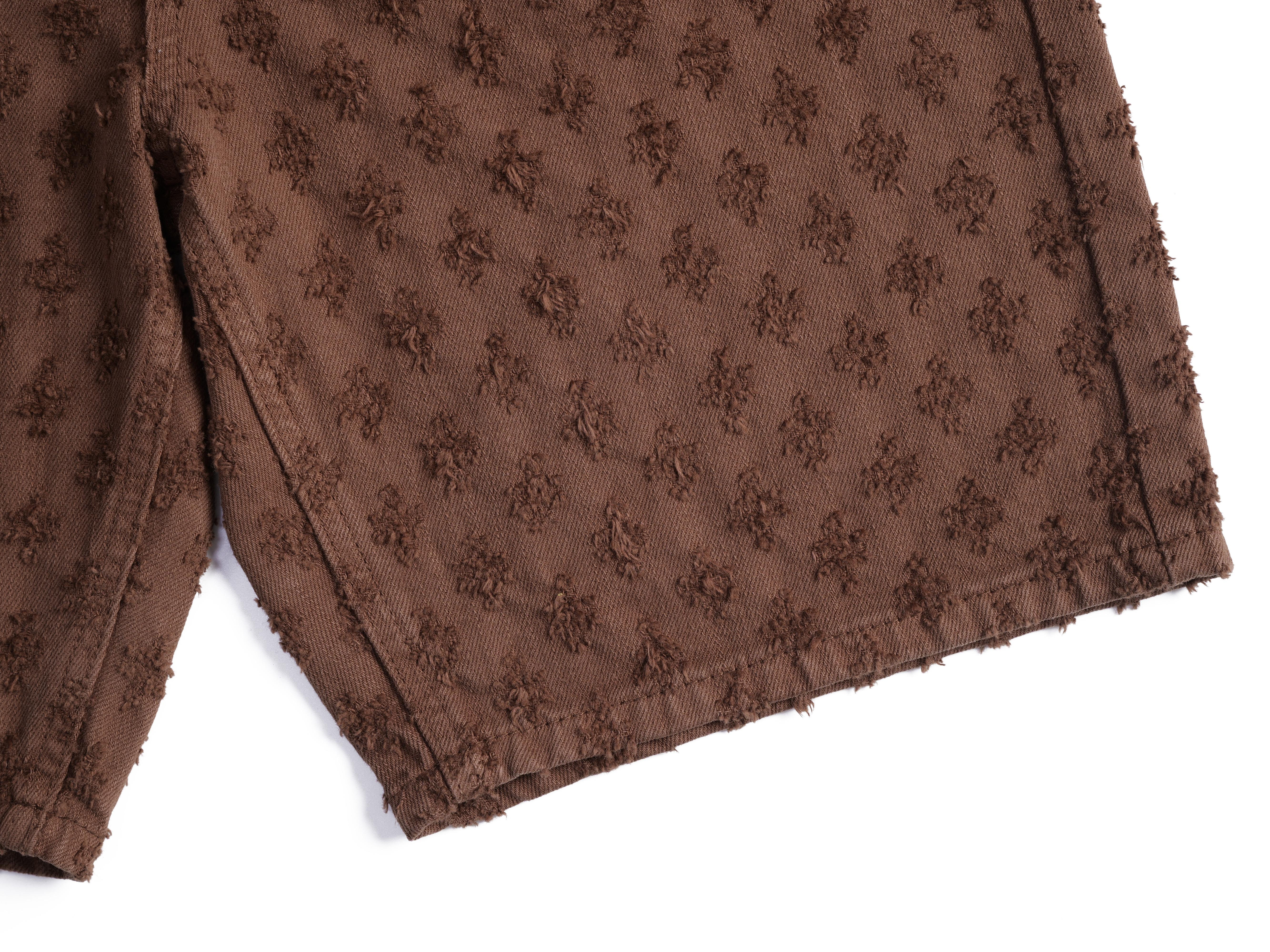 Summer Retro Brown Denim Shorts For Men, Wide Leg Casual Street Fifth Length Jeans Pants