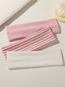 Women's Running Elastic Headband Set, 3pcs Plain Sports Hairbands for Yoga & Fitness, All-Season Casual Style, No Ca Prop 65 Warning