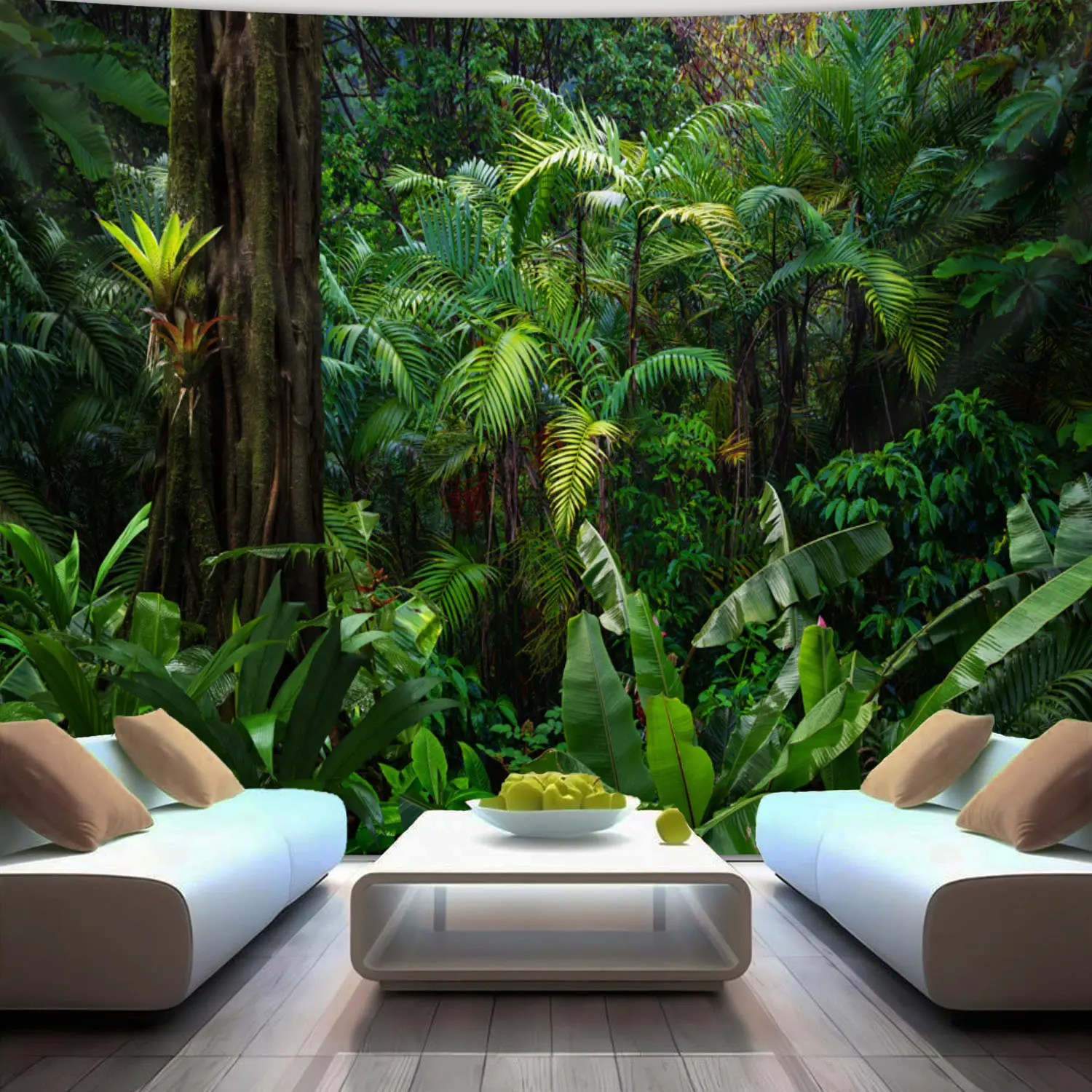 Rainforest Tapestry Tropical Forest Backdrop Jungle Theme Wall Hanging Photography Background Nature Decor for Living Room Bedroom Indoor Outdoor Home Decoration