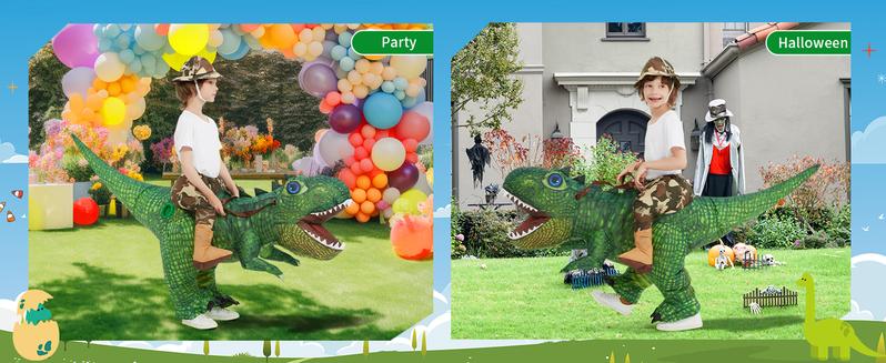 GOOSH Inflatable Dinosaur Costume Halloween Blow up Costumes Riding Diplodocus Air Costume for Party GOOSH Inflatable Dinosaur Costume Halloween Blow up Costumes Riding Diplodocus Air Costume for Party