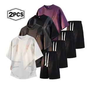 New Summer Trendy Printed Sports Set Men's Loose Breathable Short Sleeve Shorts Casual Trendy Versatile Two Piece Set