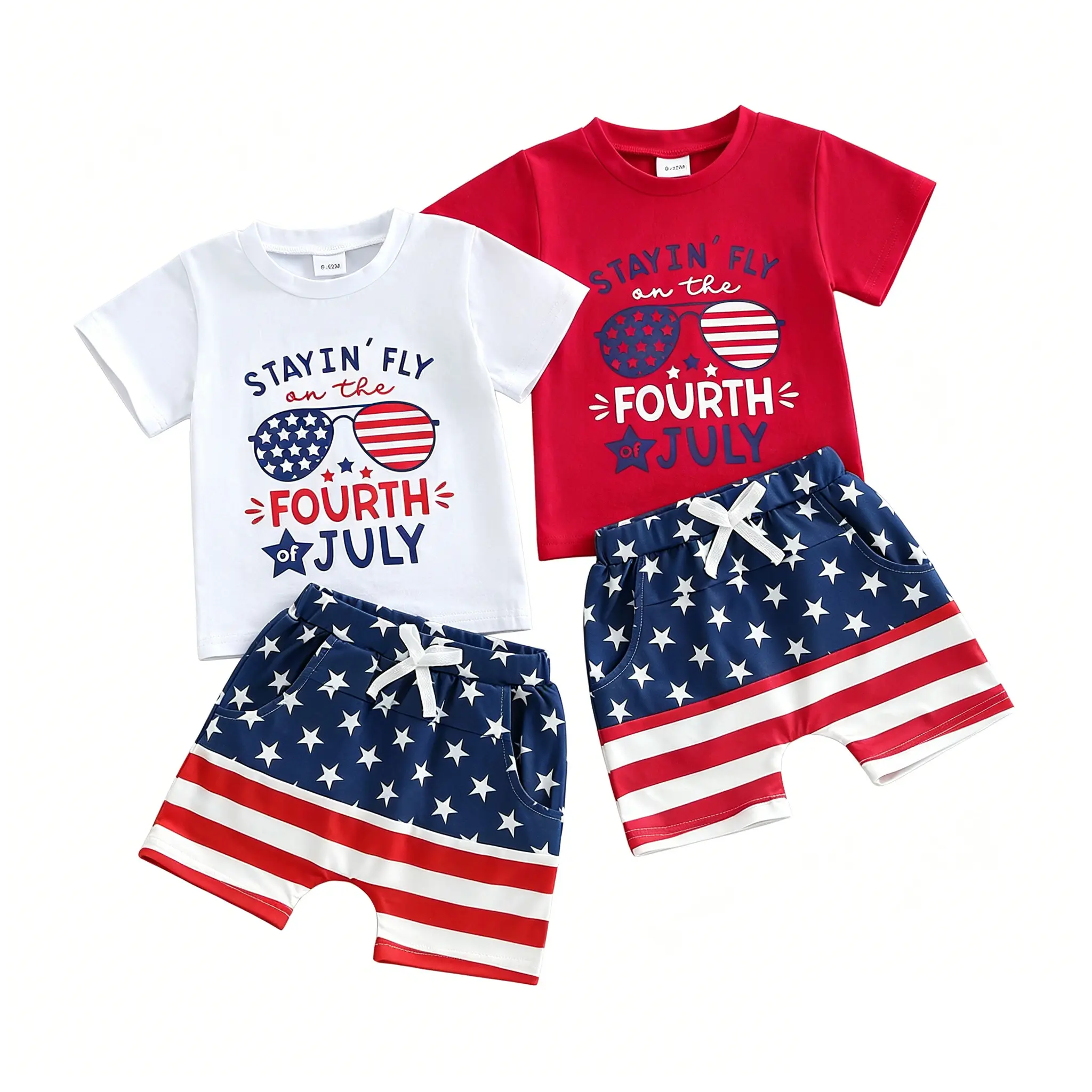Toddler Baby Boy 4th of July Outfit Sunglasses Print Short Sleeve T-Shirt and Shorts 2 Pcs Set 0-3Y Toddler Baby Boy 4th of July Outfit Sunglasses Print Short Sleeve T-Shirt and Shorts 2 Pcs Set 0-3Y