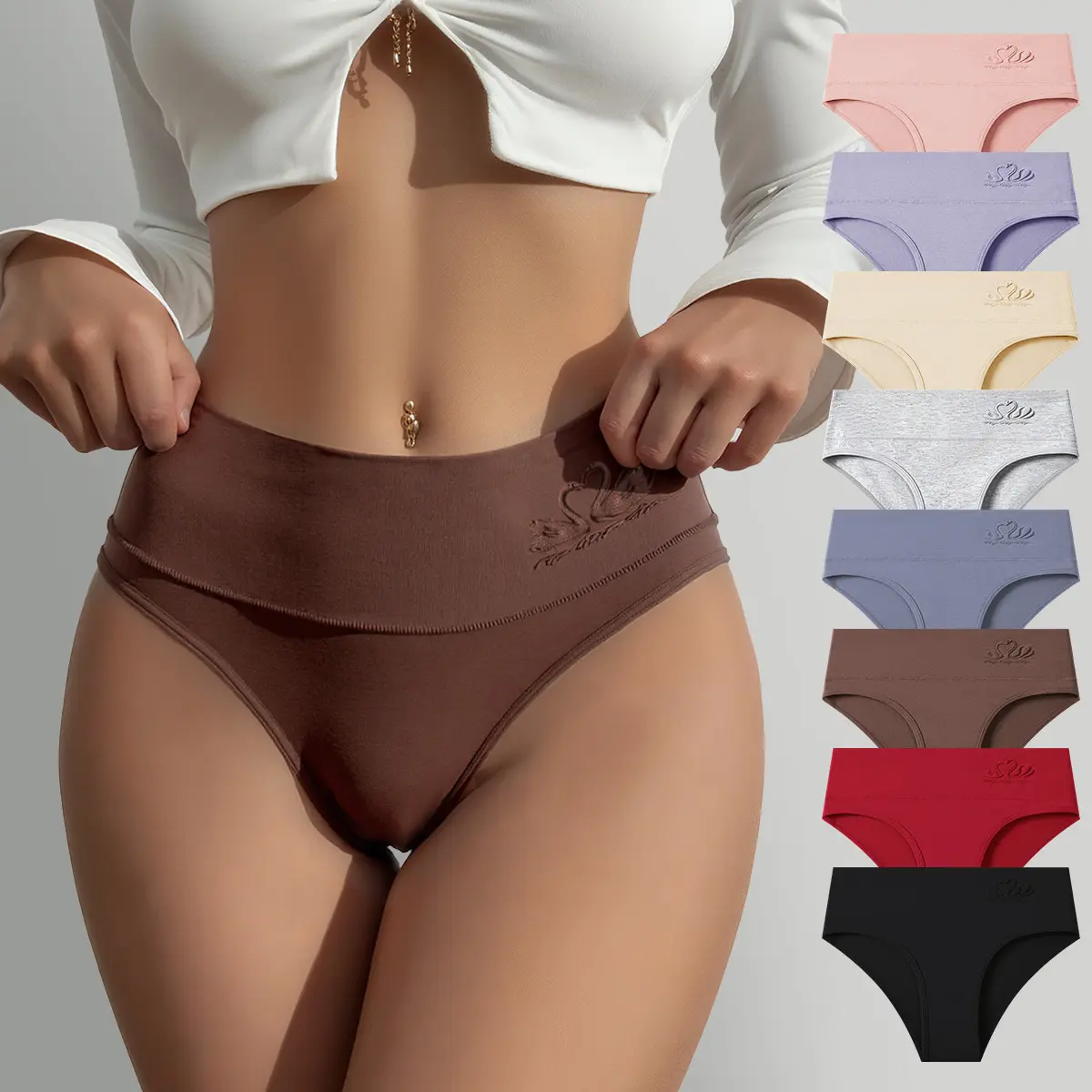 Hotcom Women's Cotton Hipster Briefs Underwear for Women, Chic Lady Fit, Soft, Comfy, Breathable, Contrast Binding, Plus Size, Warm, Minimalist Basic All Season Daily Wear Pack