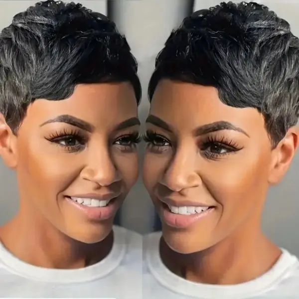 1Pc 4inch 100% Human Hair Pixie Cut Wigs For Black Women Full Machine Made Wear Go Short Wig