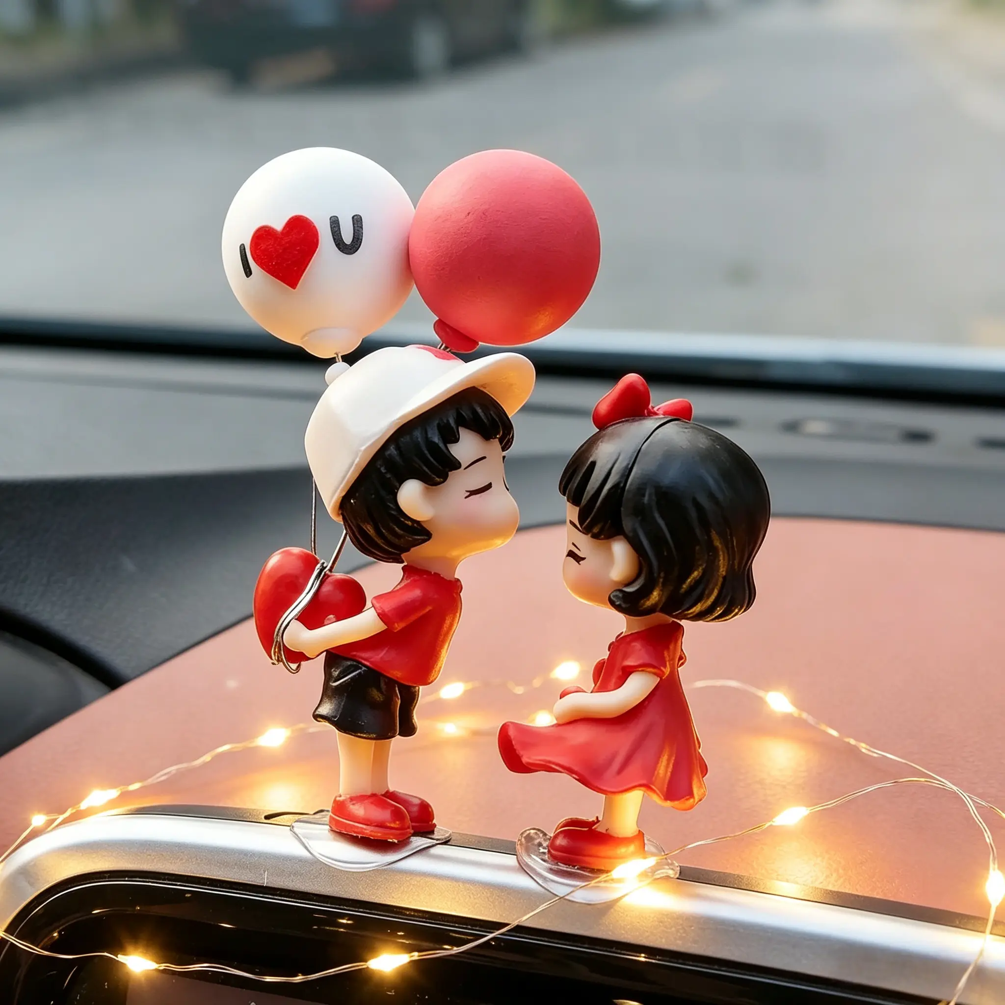 Summer Cute Couple Statue Car Ornament, Car Cartoon Couple Decorative Statue, Couple Statue Decoration, Car Interior Decor, Boyfriend Gift