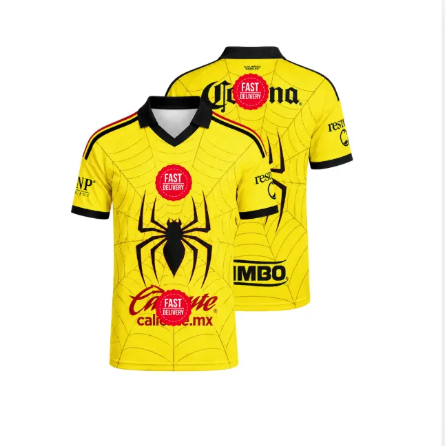Club America Inspired Polo Collar Soccer Shirt, Aguilas Spider Design Football Jersey, Mexico Futbol Fan Gift