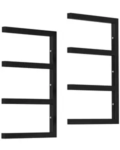 Garvee Lumber Storage Rack, Set of 2, Wall Mount, Heavy Duty Steel 4-Tier Wood Organizer Storage Shelves, 800LBS Capacity, for Shed, Workshop, Garage, Black