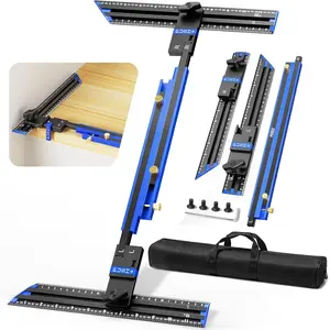 Stair Tread Template Tool, Integrated Solid  Alloy Stair Tread Jig - No Assembly Required, 23" to 64.2" Stair Tread Tool, Stair Measuring Tool with Edge Stops (Blue)