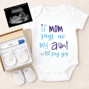 Soft Baby Bodysuit If Mom Says No My Aunt Will Say Yes Print 100% Pure Cotton Non-Irritating Snap Closure Breathable Perfect For Gifting & Everyday