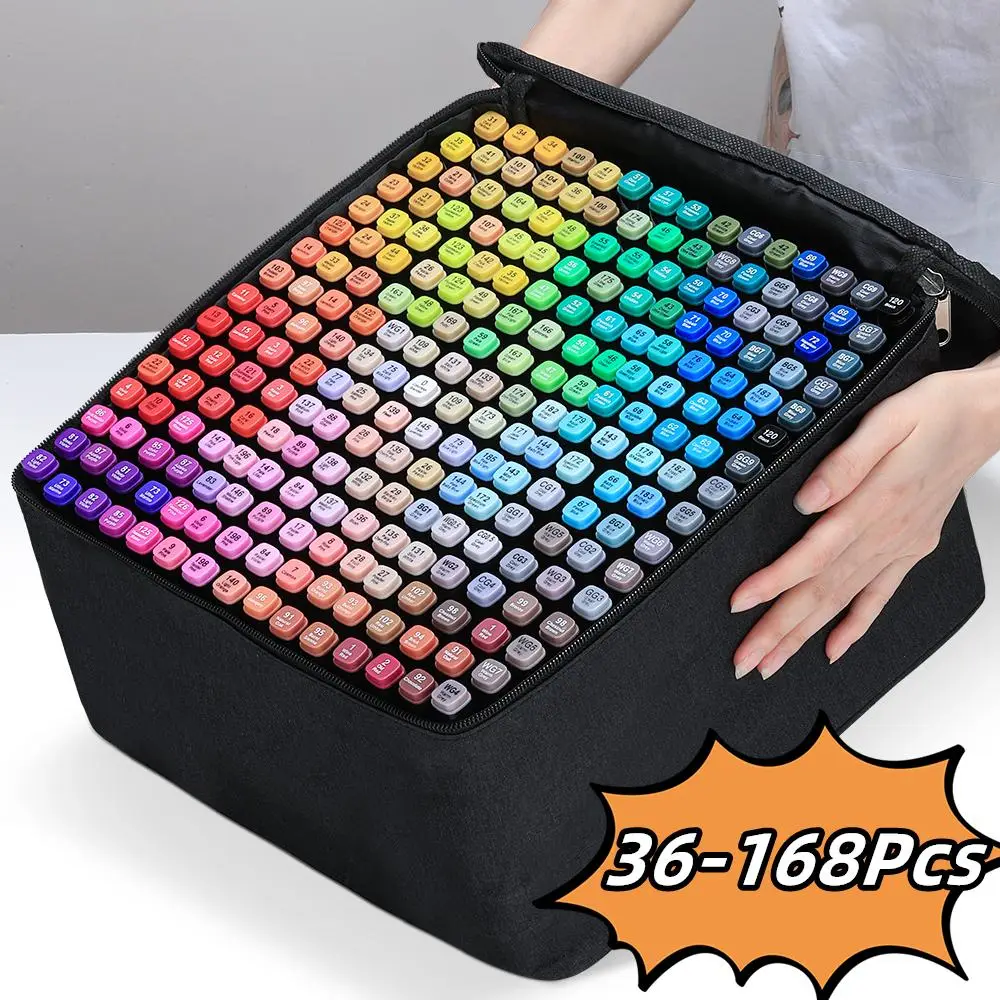Dual Tips Alcohol Marker Pen, 36/60/80/168pcs Art Marker for Coloring Book Sketching Planner Calendar, School Supplies