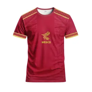 (Red/Green) Mexico Soccer Jersey, Mexico Jersey, Aztec Eagle Graphic Shirt, Lightweight Athletic Tee, Unisex Streetwear Style, Casual Sport Outfit