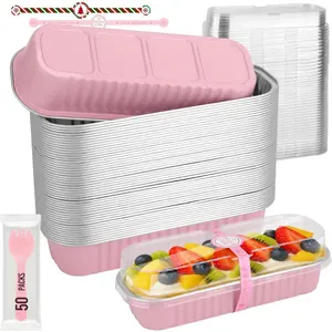 50 Pack Mini Loaf Pans With  and Spoons, 6.8oz Mini Cake Pans for Baking, Rectangular  Foil Loaf Pans, Small  Cake Tins, Baking Pans Individual ()