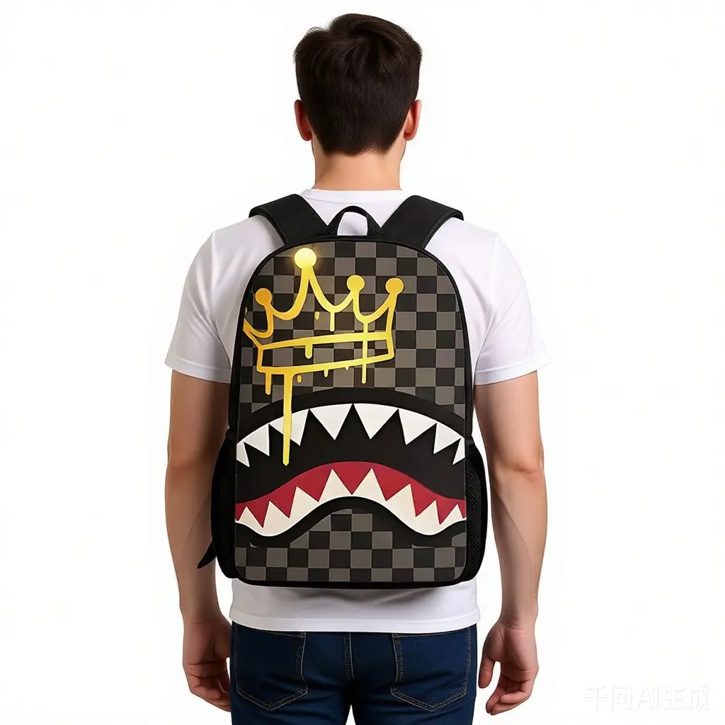 Fashionable Shark Pattern Backpack, Casual Large Capacity Backpack for Men, Business Style Travel Backpack for Daily Use, Casual Daypack
