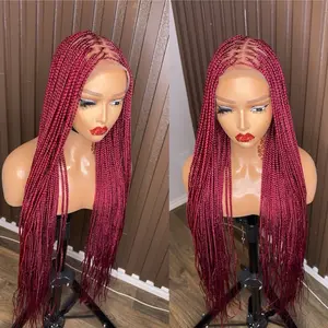 Burgundy Knotless Braids Luxury Lace - Stylish Hair Accessory for Versatile Styling