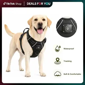 Tactical AirTag Dog Harness & Leash Set ️ No-Pull Reflective Vest with Handle | Ideal Father's Day Gift for Dog Dads - Fully Adjustable for Small to XL Dogs - Water Resistant