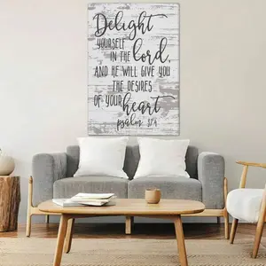 Room Wall Art, Delight Yourself In The Lord Psalm 37:4 Inspirational Quote, Artwork Poster Pictures Decor Frame Canvas Print, Bathroom Wall Art, Wall Art For Living Room, Canvas Wall Art Bedroom, Framed Wall Art For Office, Restroom, 1pc, Large Wall Art,