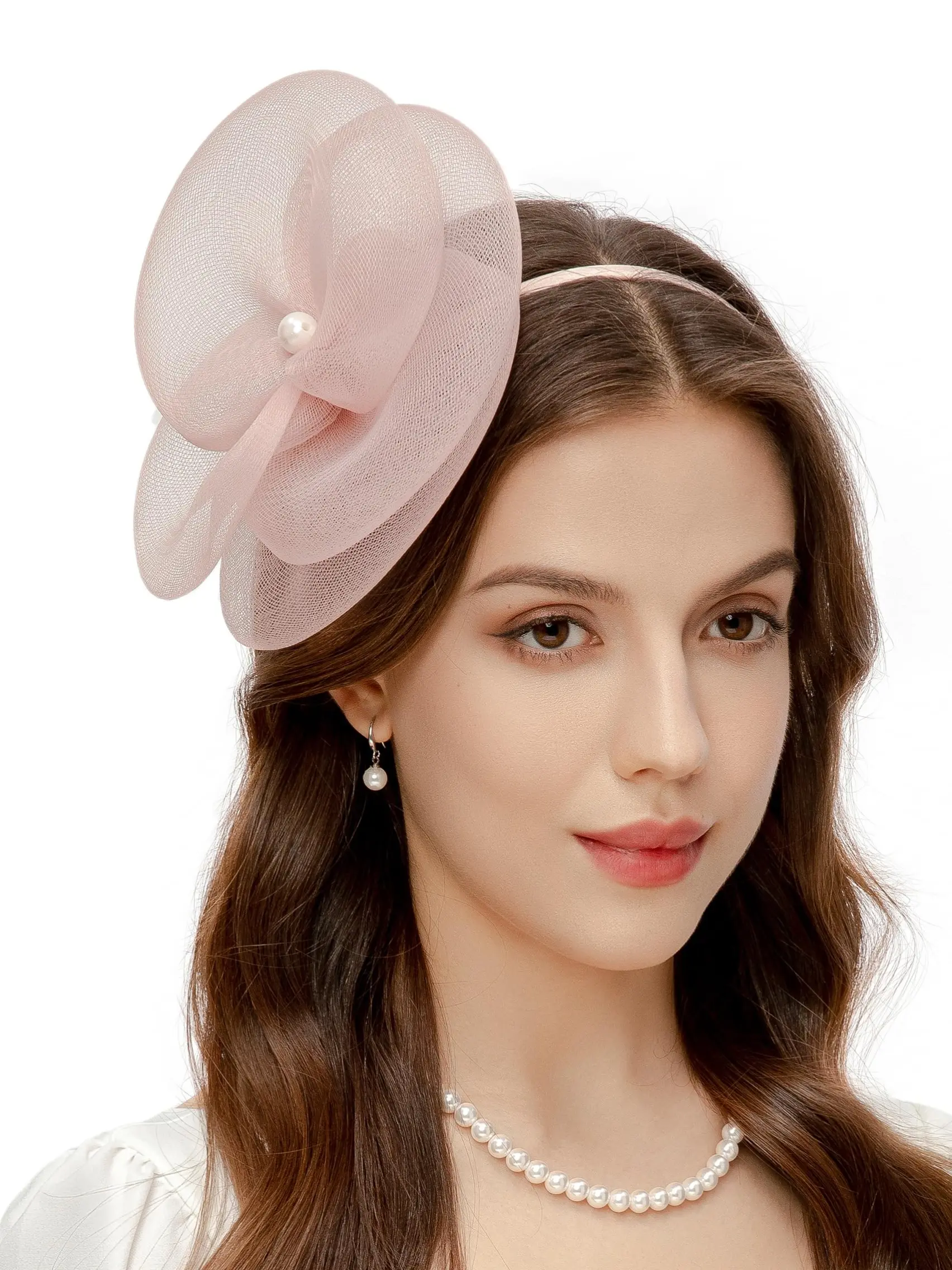 1PC Fascinators Hats for Women - Tea Party Hat Kentucky Fascinator Derby Flower Detail Mesh Pillbox Hat for Bridal Wedding Elegance