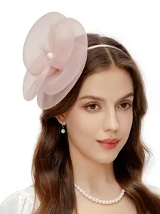 1PC Fascinators Hats for Women - Tea Party Hat Kentucky Fascinator Derby Flower Mesh Pillbox Hat for Bridal Wedding Elegance