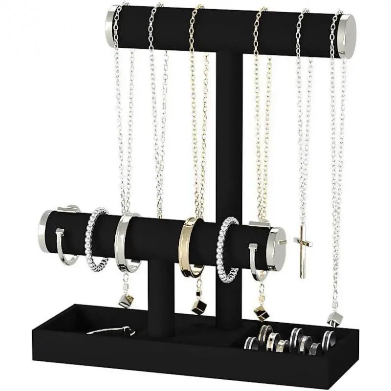 Bracelet and Necklace Holder,  Necklace Display Organizer Stand,bracelet Holder for Selling,Bracelet and Necklace Storage Tree (Style 2(Black+ Metal lid))