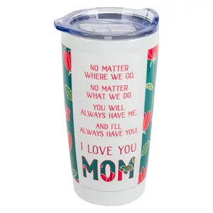 360 Stand 20oz Stainless Steel Vacuum Flask Tumbler, White Portable Drinkware with Silicone Cover, Plastic Lid & Floral Wrap, Hand Washable Mom Gift for On-the-Go Use (Personalized Text Available), Stainless Vacuum Flasks, Temperature-Control Vacuum Flask