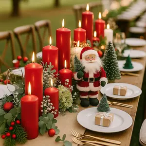 18 Pcs Red Pillar Candles Bulk Set 3 Different Lengths Dripless Unscented Smokeless Hurricane Candles Ideal for Wedding and Event Party