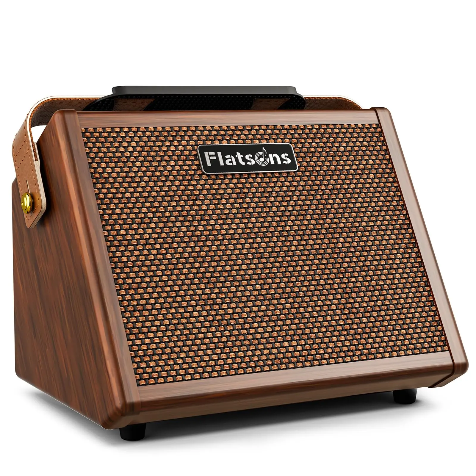 Flatsons-Crush20 Acoustic Guitar Amp, 20W Mic/Guitar Amplifier with Reverb, Rechargeable 8H Battery Life, 2-Band EQ, Advanced Dual-chip Wireless Portable Speaker for 6.35mm Microphone/Acoustic Guitars