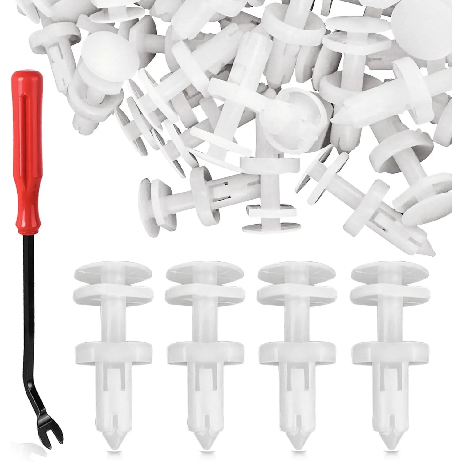 101-Pcs GM Door Panel Retainer Clips Included Plastic Fastener Removal Tool Compatible with GM Cars and GMC C1500/C2500/C3500/K1500/K2500/K3500 Replace OE15960325