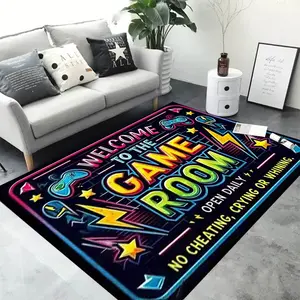 Boys Room Gaming Carpet with Controller Pattern for Game Room Bedroom Living Room Decor Machine Washable Floor Mat Game Rug Gaming Rugs
