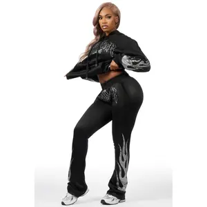 Nadyah Black Rhinestone Stacked Track Set