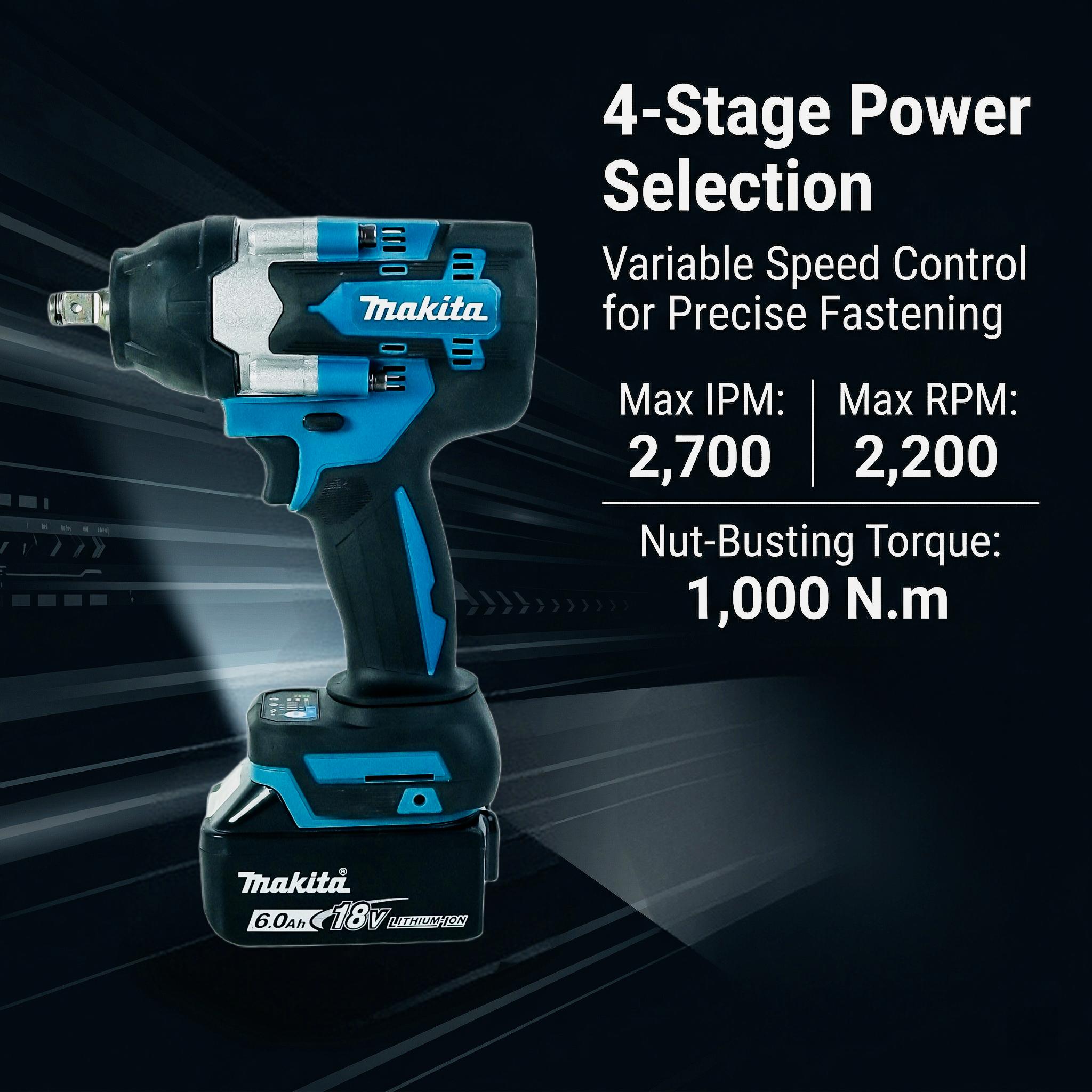 Makita DTW700 Impact Wrench, 700Nm Torque, 0-2700IPM for Heavy-Duty Fastening tool kit set Cordless Drill Household machine power brushless diy garage use great gift workshop repair work