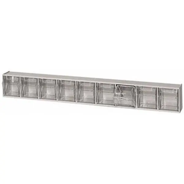Quantum Storage Systems 9 Compartment White Small Parts Tip Out Stacking Bin Organizer 23-5/8" Wide x 3-1/8" High x 2-1/2" Deep, Polystyrene Frame, 2-3/16" Bin Width x 2-1/2" Bin Height x 1-3/4" Bin Depth QTB 309 WHITE, Plastic