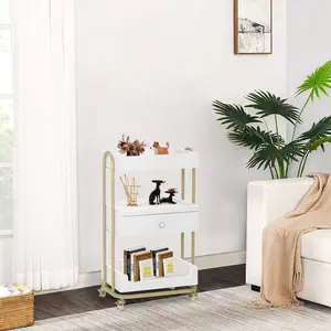 BarberPub Salon Trolley with Wheels, SPA Storage Stylist Cart with Shelves 2086